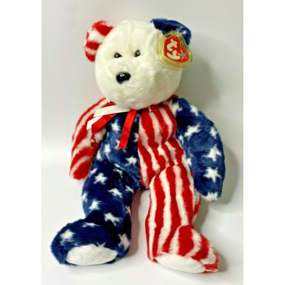 1999 Ty Beanie Buddy "Spangle" Retired‎ Patriotic American Bear BB2